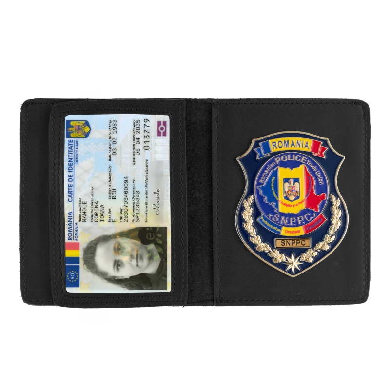 Portofel negru DGR 8 cu insigna SNPPC pentru CEI